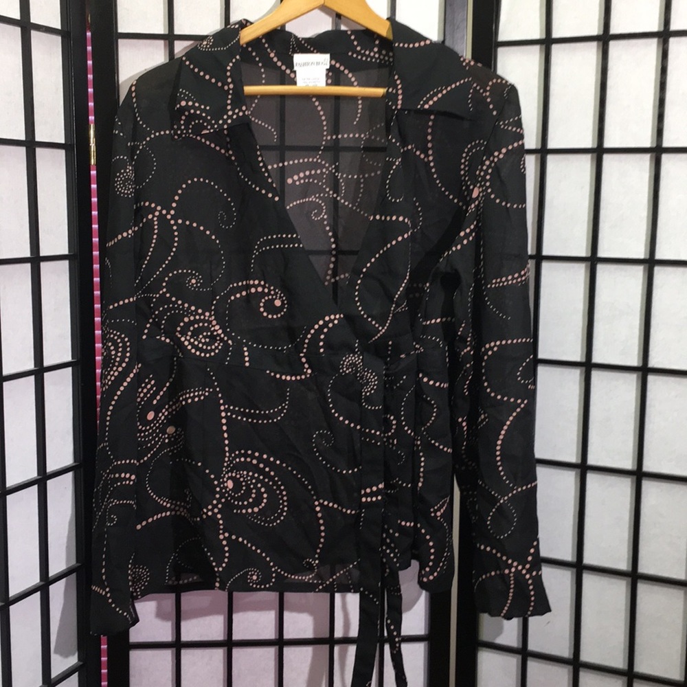 Fashion Bug Sheer Wrap Blouse Size XL